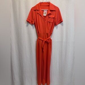 Vibrant Orange Zip-Front Jumpsuit